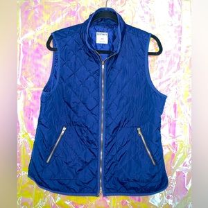 Old Navy Quilted Navy Blue Vest with Gold Zippers